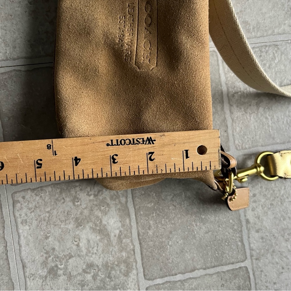 Suede Leatherware Tan Coach Mini Bag Cross Body Strap - Picture 7 of 10